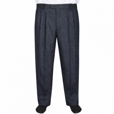 4 Pileli Flanel Kışlık Pantolon Şalvar - Mavi Kırçıllı
