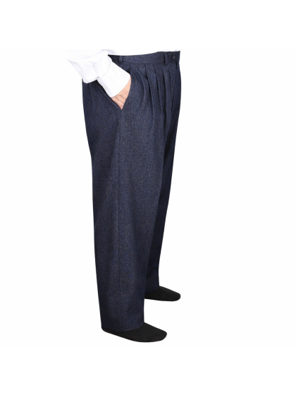 4 Pileli Flanel Kışlık Pantolon Şalvar - Mavi Kırçıllı görünüm 3