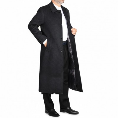 Polo Yaka Erkek Kışlık Kaban - Siyah