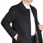 Polo Yaka Erkek Kışlık Kaban - Siyah