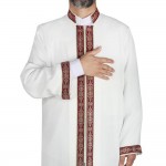 Hakim Yaka Cübbe - Beyaz (Kemik) - Bordo Bordür Hakim Yaka Cübbe - Beyaz (Kemik) - Bordo Bordür
