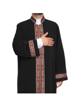 Hakim Yaka Cübbe - Siyah - Bordo Bordür