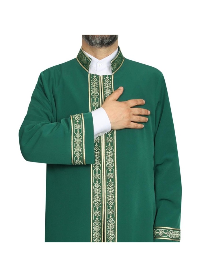 Hakim Yaka Cübbe - Yeşil - Yeşil Bordür