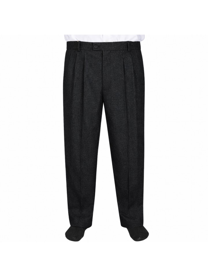 4 Pileli Flanel Kışlık Pantolon Şalvar - Koyu Gri