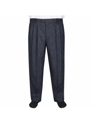 4 Pileli Flanel Kışlık Pantolon Şalvar - Mavi Kırçıllı