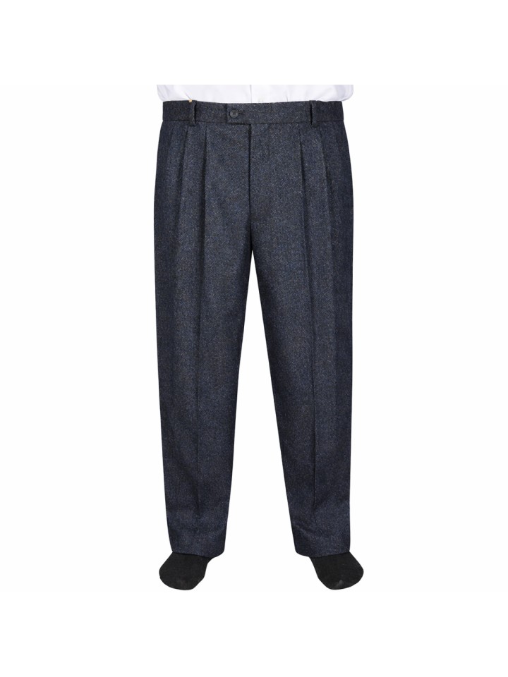 4 Pileli Flanel Kışlık Pantolon Şalvar - Mavi Kırçıllı