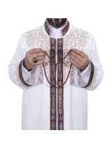 Hakim Yaka Lüks Nakışlı Şehzade Cübbe - Beyaz (Kemik)