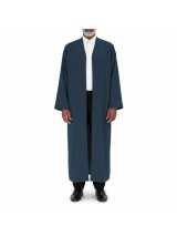 Petek Kumaş Buhara Yaka Puntolu Cübbe - Petrol Mavi detay görseli