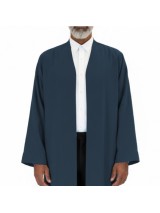 Petek Kumaş Buhara Yaka Puntolu Cübbe - Petrol Mavi