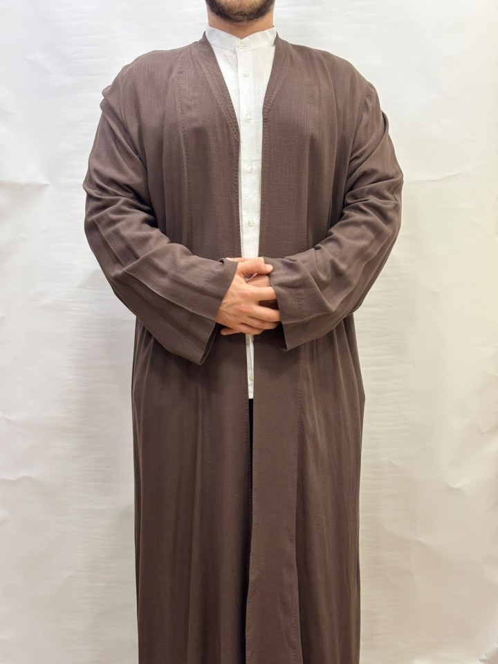 Buhara Yaka Keten Namaz Cübbesi - Kahverengi