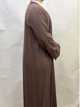 Buhara Yaka Keten Namaz Cübbesi - Kahverengi detay görseli