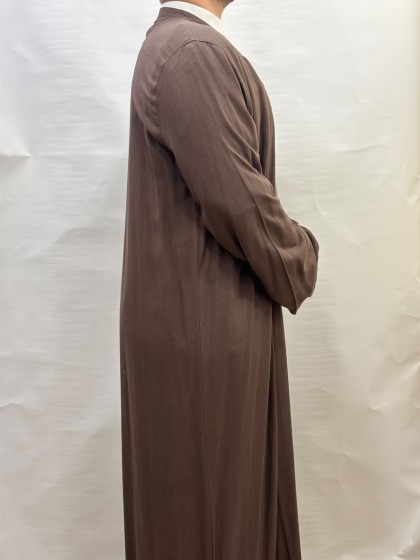 Buhara Yaka Keten Namaz Cübbesi - Kahverengi görünüm 2