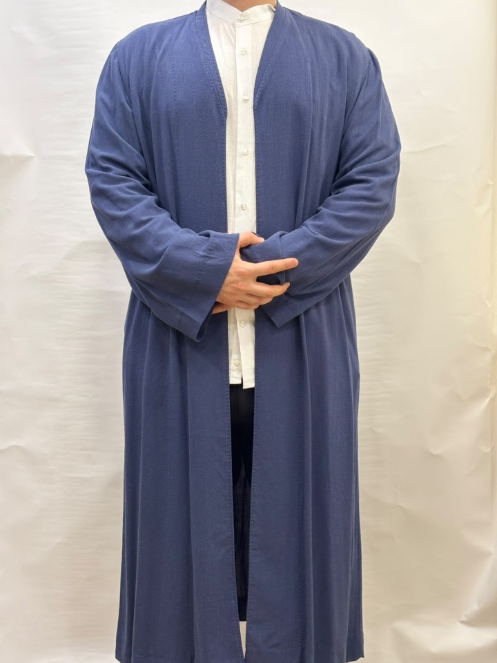 Buhara Yaka Keten Namaz Cübbesi - Lacivert