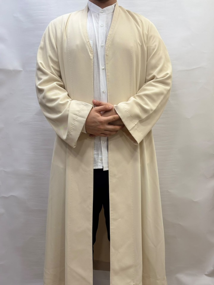 Buhara Yaka Cübbe - Krep  Kumaş - Sarı