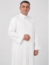 Hakim Yaka Sade Düz Cübbe - Beyaz (Kemik) detay görseli