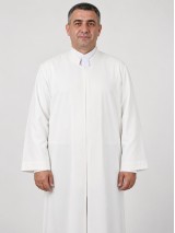 Hakim Yaka Sade Düz Cübbe - Beyaz (Kemik)