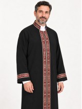 Hakim Yaka Cübbe - Siyah - Bordo Bordür detay görseli