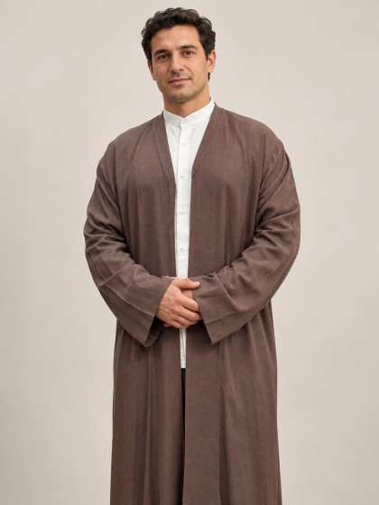 Buhara Yaka Keten Namaz Cübbesi - Kahverengi