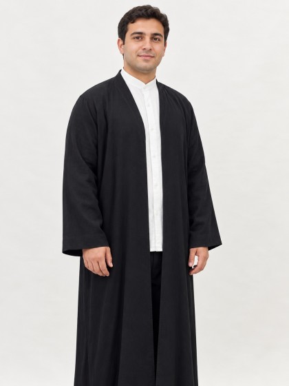 Buhara Yaka Keten Namaz Cübbesi - Siyah