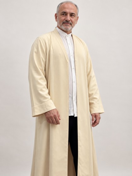 Buhara Yaka Cübbe - Krep  Kumaş - Sarı