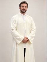 Buhara Yaka Cübbe - Krep  Kumaş - Beyaz (Kemik)