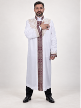 Hakim Yaka Lüks Nakışlı Şehzade Cübbe - Beyaz (Kemik)