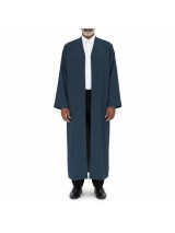 Petek Kumaş Buhara Yaka Puntolu Cübbe - Petrol Mavi detay görseli