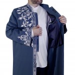 Hakim Yaka Yarım Astarlı Çelebi Cübbe - Lacivert - Silver Nakış Hakim Yaka Yarım Astarlı Çelebi Cübbe - Lacivert - Silver Nakış