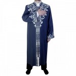 Hakim Yaka Yarım Astarlı Çelebi Cübbe - Lacivert - Silver Nakış Hakim Yaka Yarım Astarlı Çelebi Cübbe - Lacivert - Silver Nakış