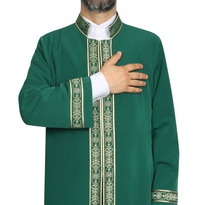 Hakim Yaka Cübbe - Yeşil - Yeşil Bordür