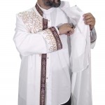 Hakim Yaka Lüks Nakışlı Şehzade Cübbe - Beyaz (Kemik)