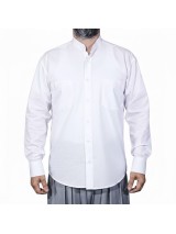 Hakim Yaka Çift Cepli Gömlek - Beyaz 