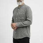 Hakim Yaka Bambu Keten Gömlek - Gri